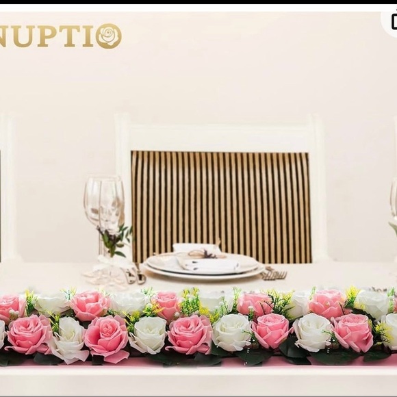 Flower  Centerpieces for Tables - 10 Pcs 19.6in Long Pink & White Artific - Picture 3 of 8